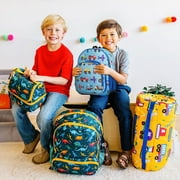 Wildkin Kids 12 Inch Backpack for Toddler Boys and Girls, Insulated Front Pocket (Trains, Planes & Trucks Blue)