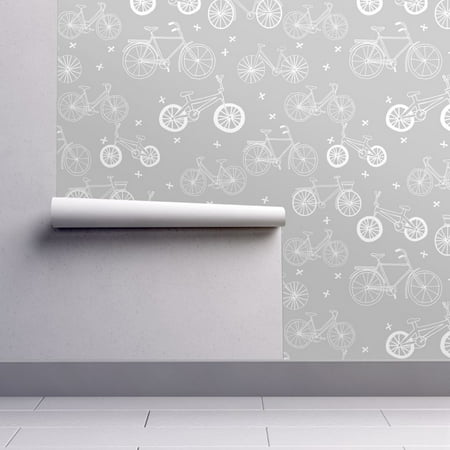 Peel-and-Stick Removable Wallpaper Bicycle Bicycle Bike Grey Kids Nursery