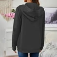 thumbnail image 6 of Women's Sports Hooded Jackets, Slim Fitting Zip up Light Weight Hoodie Sweatshirt Long Sleeve Basic Casual Wear Coats Dark Gray XXL, 6 of 6