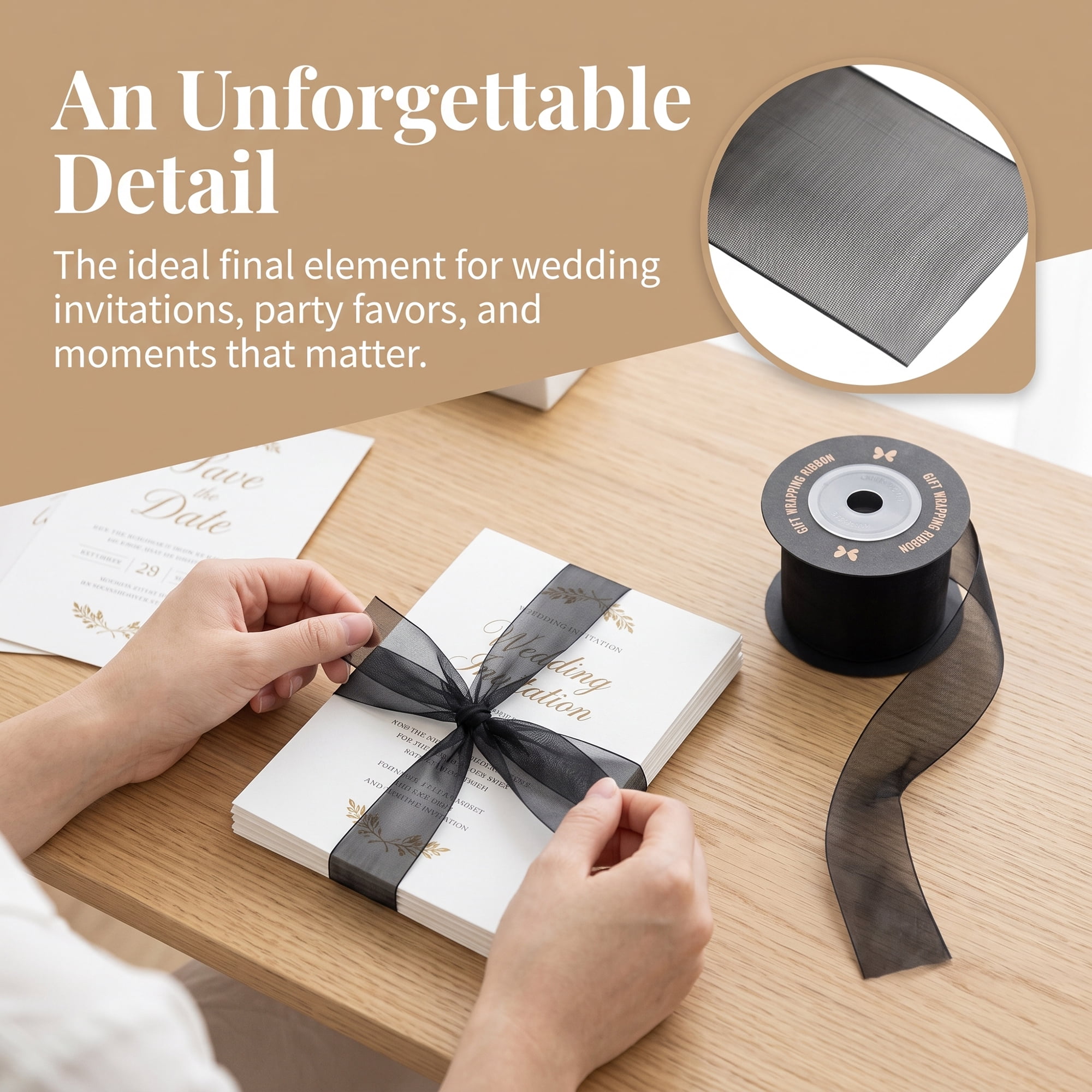 Unique Bargains Wide Matte Charcoal Grey Decorative Ribbon Black 5.5 Yard