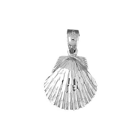 18K White Gold Shell Pendant - 23 mm