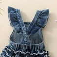 thumbnail image 6 of Elippeo Baby Girl 2Pcs Summer Outfits 3 6 12 18 24 Months Fly Sleeve Letter Print Denim Romper with Headband Set Infant Clothes, 6 of 6