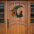 thumbnail image 6 of Halloween Moon Cat Wreath-12In Rattan Rings Kittens Atmosphere Decorations Halloween Wreath DIY Artificial Flowers Moon Cat Shape Festival Twigs, 6 of 8