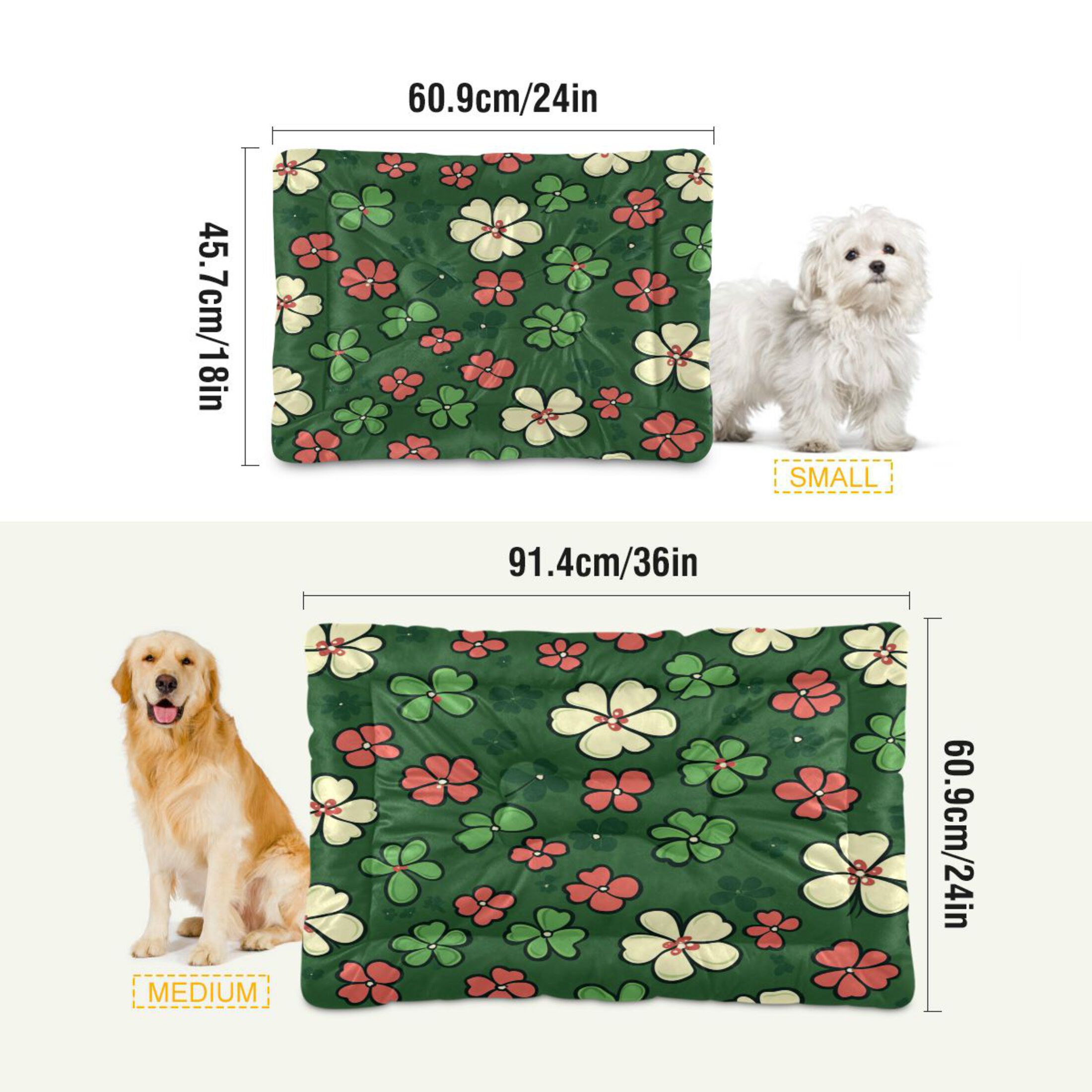 Qxltty Colorful Clovers Ped Pad Wear-resistant and Hard to Bite Through Sleeping Pad for Small Medium Large Dogs Winter Pet Bed 36×24in