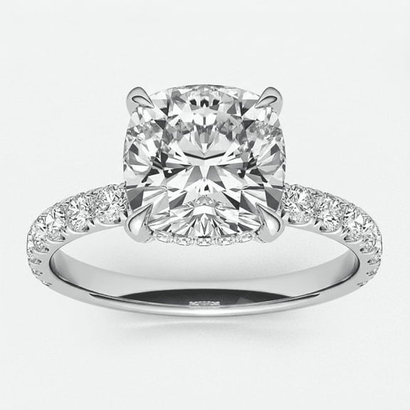 Auory Engagement Ring Solitaire 2.65Ct Cushion Cut Moissanite 925 Sterling Silver Jewelry for Women