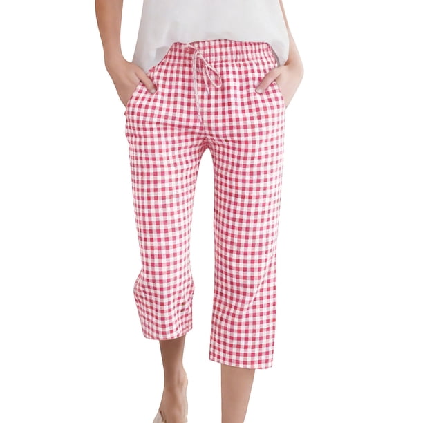 Trajes de Pantalones para Mujeres Casual Elástico Suelto Recto Recortado con Pantalones de Bolsillo para Citas, Fiesta, Playa, Trabajo, Vacaciones en Casa Y Toda la Temporada