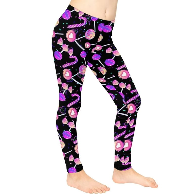 FKELYI Kids Leggings with Cane Candy Size 12-13 Years Elastic Hoilday  Active Tights Comfortable Yoga Pants High Waisted Butt Lift for Teenagers