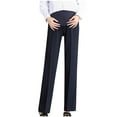 thumbnail image 3 of Delliss Women's Maternity Pants for Work Over-Bump Pregnancy Casual Stretchy Straight Dress Pants Navy M, 3 of 4