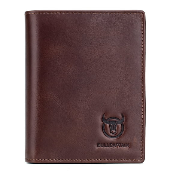 BULLCAPTAIN Leather Wallet for Men - Large Capacity Credit Card Holder with 15 Card Slots