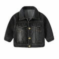 thumbnail image 3 of Ahuyic Girls Boys Blouse Long Sleeve Denim Jacket for Fall Winter,3 Years Black, 3 of 4