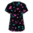 thumbnail image 5 of Stichou Women's Valentines Scrub Tops Plus Size Love Heart Print Holiday Short Sleeve Nurse Uniforms Lightweight V-Neck Casual Tops with Pockets Black 4XL, 5 of 6
