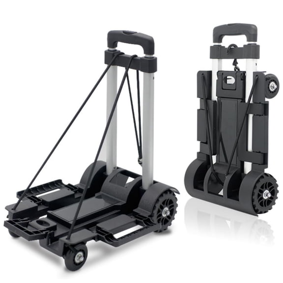 Blocona Small Folding Hand Truck Dolly with 2 Wheels, Foldable Luggage Cart Lightweight Aluminum Collapsible Cart Portable Dolly for Airport Travel Moving Use
