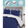 thumbnail image 4 of Quilts Twin Size Bedding Set, Coastal Coral Lightweight Quilted Comforter, Navy Blue Ocean Marine Nautical Beach Soft Reversible Bedspread Coverlet with Pillow Covers for All Season, 68" x 86", 4 of 7