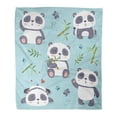thumbnail image 1 of SIDONKU Flannel Throw Blanket Flat Cartoon Cute Panda Bear Chibi Bamboo Character Soft for Bed Sofa and Couch 50x60 Inches, 1 of 1