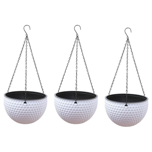 Bewildely 3 piezas duraderas y macetas para plantas 3 piezas de plantas colgantes 3x macetas para flores colgantes para exteriores materiales de Jardín y Patio blanco S