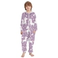 thumbnail image 2 of Purple Cartoon Unicorns Pattern One Piece Pajamas Soft Jumpsuit Cozy Sleep and Play Romper Zipper and Pockets 5T-6T, 2 of 8