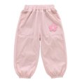 thumbnail image 3 of LYHaoo Lightweight Summer Girls Pants With Embroidered Breathable Wide Leg Kids Trousers For Play School Pants for Girls(Pink), 3 of 7