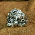 thumbnail image 4 of 925 Sterling Silver Rose Skull Ring Biker Rock Punk Jewelry TA280 US Size 11, 4 of 16