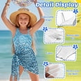 thumbnail image 5 of SEANATIVE One Piece Bathing Suit for Girls Mesh Cover-up Skirt Cutout One Shoulder Beach Swimsuits with Adjustable Strap, Size 7-8 Years Old, Glitter Leopard Print Blue, 5 of 7