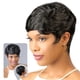 thumbnail image 1 of Peluca de estilo corto, peluca europea y americana, peluca con pancarta inclinada para mujer, pelo corto y rizado, tocado de red interior de fibra química, 1 of 5