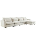 thumbnail image 6 of Large L-Shaped Sectional Corduroy Sofa with Deep Seat, Storage Footstool & 4 Lumbar Pillows - Modular Design for 10 Configurations, Beige, 6 of 9