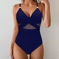 thumbnail image 2 of Miqool Women's One Piece Swimsuits Mesh Sheer V Neck Tummy Control Bathing Suit Criss Cross Ruched Slimming Swimwear, 2 of 5