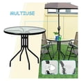 thumbnail image 5 of 32'' Round Patio Table, Outdoor Bistro Table w/Umbrella Hole, Outdoor Coffee Table Dining Table w/Tempered Glass Top & Metal Frame for Backyard Lawn Balcony Pool, 5 of 7