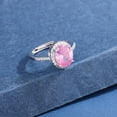 thumbnail image 4 of Guodhu Silver Oval-Shaped Promise Ring, Sparkling Cubic Zirconia Pink Gemstone Engagement Wedding Rings for Women Adjustable, 4 of 9