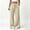 Beige, variant on Women's Linen Pants Cotton Linen Wide Leg Drawstring Elastic Waist with Pockets High Waisted Solid Color Casual Trousers
