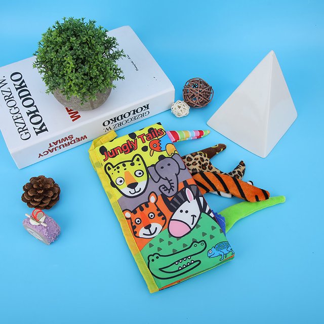 Hztyyier Bebé Pa?o Suave Libro Infantil Animal Puzzle Aprendizaje Libro Ni?o de Dibujos Animados 3D Libro de Cola Máquina Anti-Rasgado Lavable (#3) early education smart Spptty Juguetes de bebé