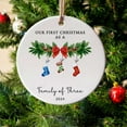 thumbnail image 7 of Wadada Christmas Ornaments 2024,Our First Christmas As A Family of 3 Ornament Unique Family Ceramic Baby 1st Xmas Ornaments New Parents Gifts for Couples Mom Dad Newborn Girls Boys Xmas Tree Decor, 7 of 7