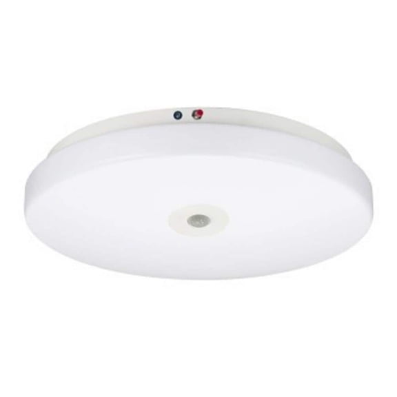15 in. White Selectable LED Flush Mount with Motion Sensor and EM Backup