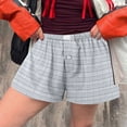 thumbnail image 2 of Womens Shorts Summer Cute Soft Plaid Print Button Front Pajama Bottoms Loose Shorts Comfy Sleepwear, 2 of 4