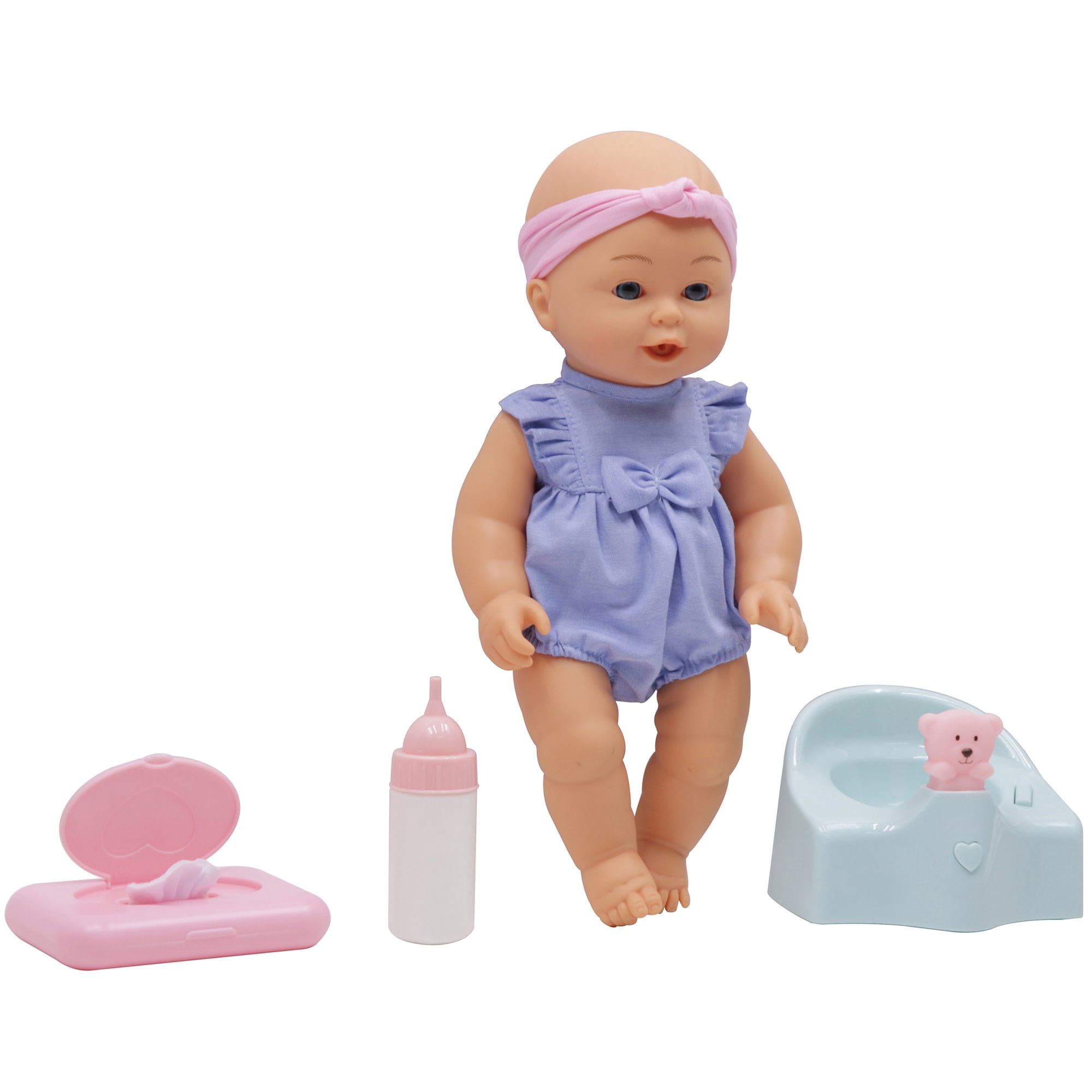 Dream Collection: Musical Potty & 12" Baby Doll Playset - Purple Ruffle Onesie, Potty Plays Tunes, Wipes Dispenser-Feeding Bottle Toys, Kid-Toddler 2+