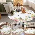 thumbnail image 6 of Pink White Flowers Round Area Rug 4ft, Spring Floral Elegant Pastoral Botanical Washable Non-Slip Circle Rugs for Bedroom Living Room Kitchen, Soft Non Shedding Circle Carpet for Dining Room Dorm, 6 of 9
