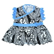 Vibrant Life Dress, Ruffle, Tropical, Black/White, M