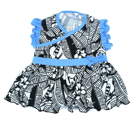 Vibrant Life Dress, Ruffle, Tropical, Black/White, M