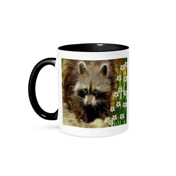 3dRose, Ricky Raccoon, 11oz Two-Tone Black Mug