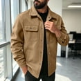 thumbnail image 2 of Riecok Cargo Jacket Men Long Sleeve Button down Coats Lapel Collar Jackets Casual Fall Outerwear with Pocket L, 2 of 8