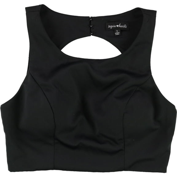 Sequin Hearts Womens Open Back Knit Blouse, Black, Juniors, 3