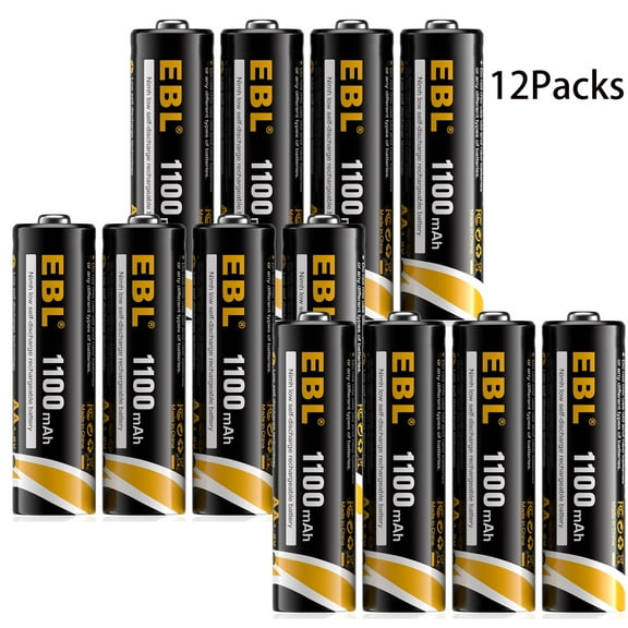 EBL AA Rechargeable Batteries, 1.2V 1100mAh High Capacity Ni-CD AA Battery for Solar Garden Lights (Pack of 12)