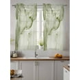 thumbnail image 2 of Marble Sage Green Tier Curtains 45 Inch Length,Sheer Curtains for Bedroom Living Room,Modern Abstract Ink Painting Luxury Rod Pocket Voile Drapes Kitchen Curtains for Small Window 27.5"x45" 2 Panels, 2 of 7