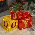 thumbnail image 4 of Set of 3 Christmas Lighted Gift Boxes, Pre-lit 60 LED Light Up Joy Present Boxes Ornament Decorations for Indoor Outdoor Xmas Tree Home Yard Lawn Decor, 4 of 7
