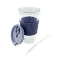 thumbnail image 3 of Mr. Coffee Sip Savvy 4 Piece 15 Ounce Silicone Sleeve Glass Cup Set w/ Lid and Straw in Navy, 3 of 6