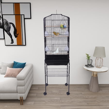 59" Bird Cage Pet Supplies Metal Cage with Rolling Stand