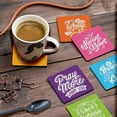 thumbnail image 3 of Inkdotpot Set of 6 Drink Coasters Easy Clean 4-Zoll SquareCoastersCork Base-Reusable- Quotes, 3 of 8