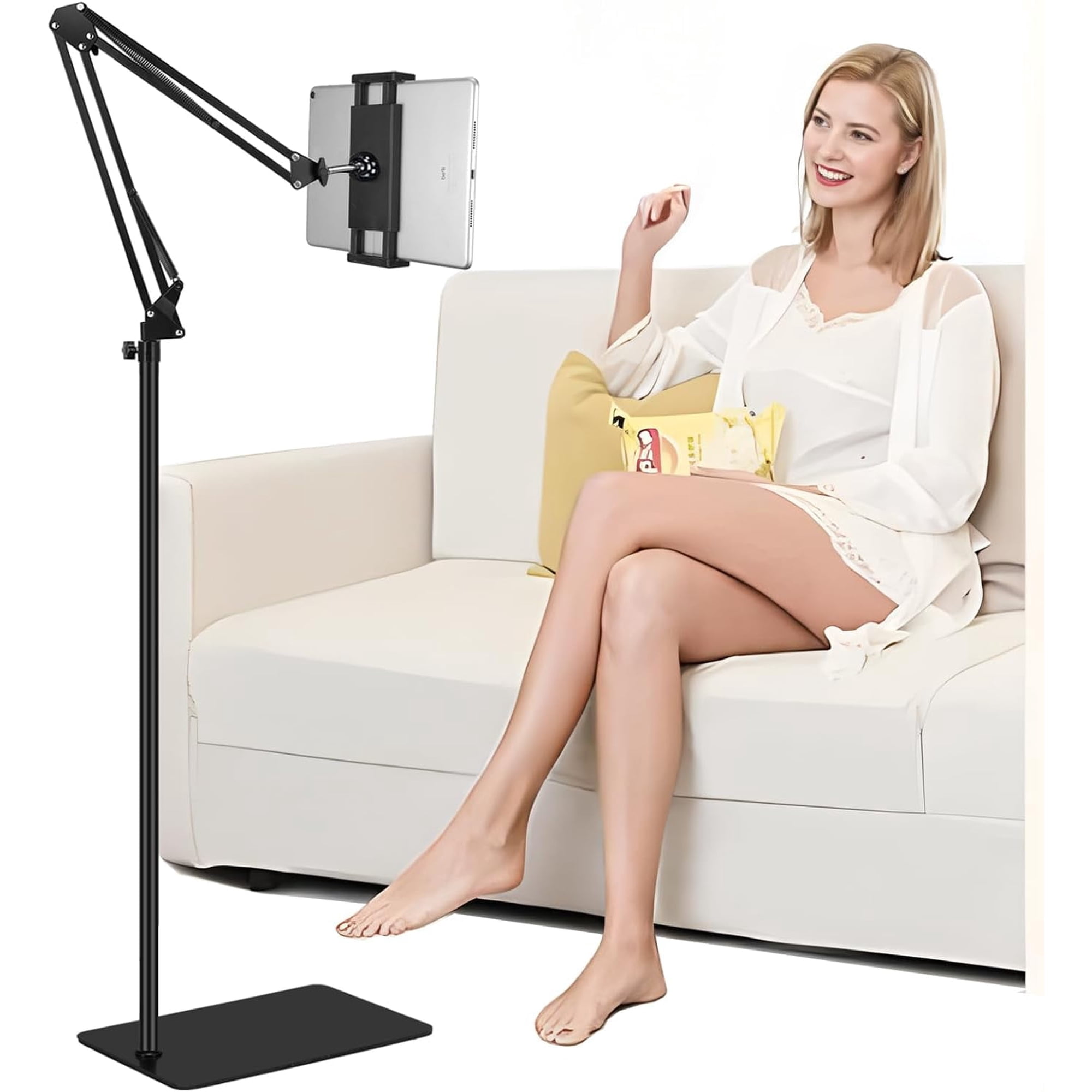 Tablet Floor Stand, Adjustable Universal 360-degree Rotatable Metal Tablet Holder, Phone Stand for iPad/iPhoneX/iPad Pro or Other 4.7~12.9 Inch-Screen Devices