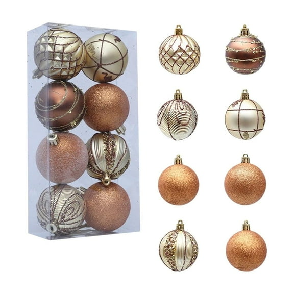 Cheapark 8-Piece Shatterproof Christmas Ball Ornaments - Multi-Style Decor Set, Versatile Hanging Pieces for Trees & Party Celebrations