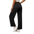 thumbnail image 3 of Womens Pants Drawstring Solid Color Straight-leg with Pockets Loose Casual Trousers, 3 of 4
