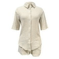 thumbnail image 5 of RMGVDSD Women's Summer Two Piece Outfits Casual Half Sleeve Striped Shirt Tops And Shorts Fashion Vacation Clothes Comfort Fit Women Outfits, 5 of 5